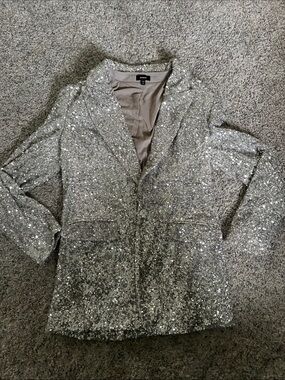 Express Silver Sequin Blazer Jacket